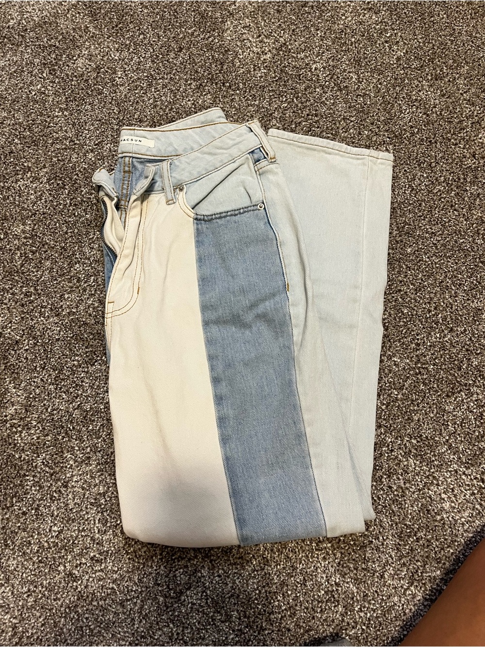PacSun Light Blue and Cream Colorblock Denim Jeans